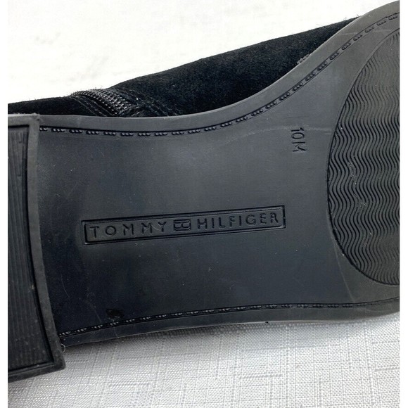 Tommy Hilfiger Women’s Bootie Black Size 10M Suede Boots Chelsea Gold Hardware - Picture 12 of 16